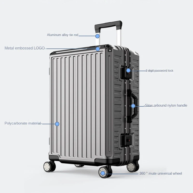 New Aluminum Frame Suitcase Large Capacity Suitcase on wheels  20/22/24/26/28/30/32 Inch Trolley Case Password Boarding Box