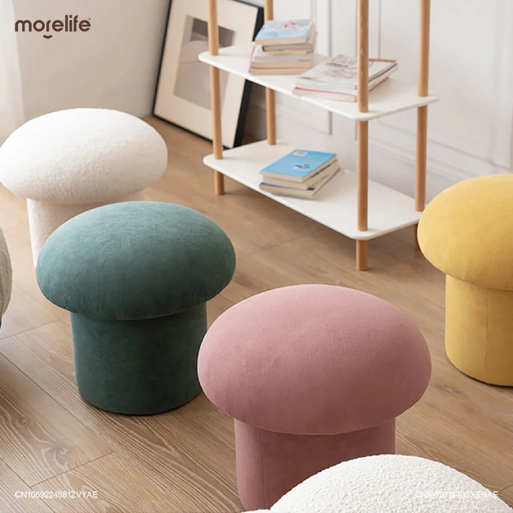 Nordic Cute Mushroom Designer Footstool Ottoman Dressing Makeup Stools Shoe Changing Stool Pouf Soft Small Bench Home Furniture