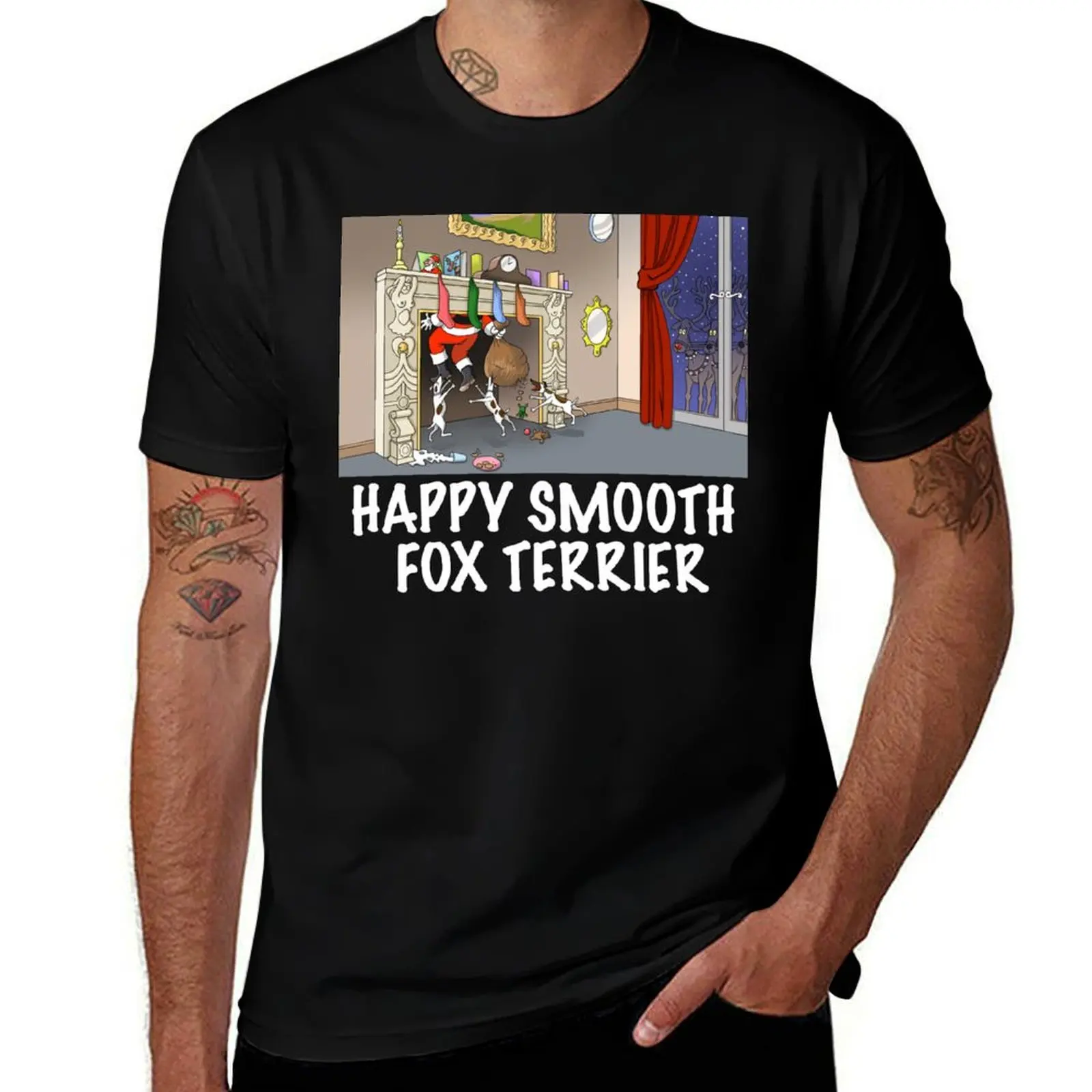 Amusing, funny Christmas dog related material. T-Shirt Classic Print Short Sleeve Shirt T-Shirt