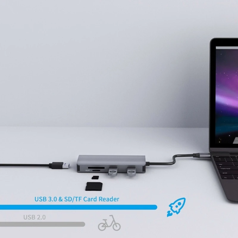 Station d'accueil USB C 9 en 1 comprenant vidéo 4k, VGA, Ethernet, USB rapide