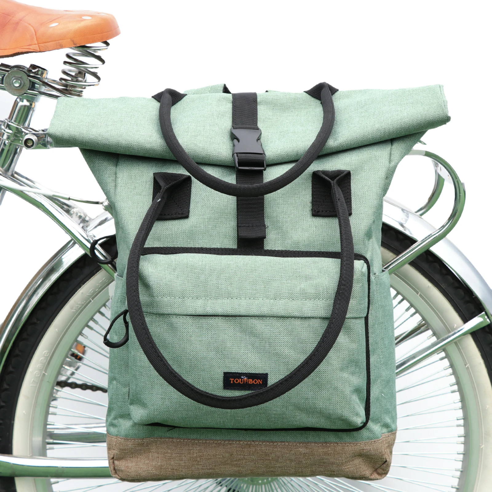 Tourbon Vintage Bicycle Bag Retro Bike Pannier Bags Cycling Rear Pack Seat Leisure Shoulder Laptop Pouch Backpack School Bags