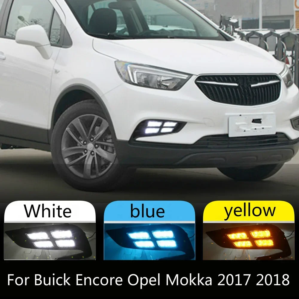 1 set For Buick Encore Opel Mokka 2017 2018 12V ABS LED DRL Daytime Running Lights Daylight With Turn Yellow Signal