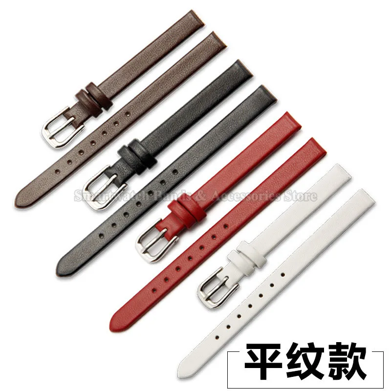 Leather Watch Strap 6mm 8mm 10mm 12mm 13mm 14mm 16mm 17mm for Men Women Universal Soft Wrist Band Ultra Thin Bracelet Pin Clasp