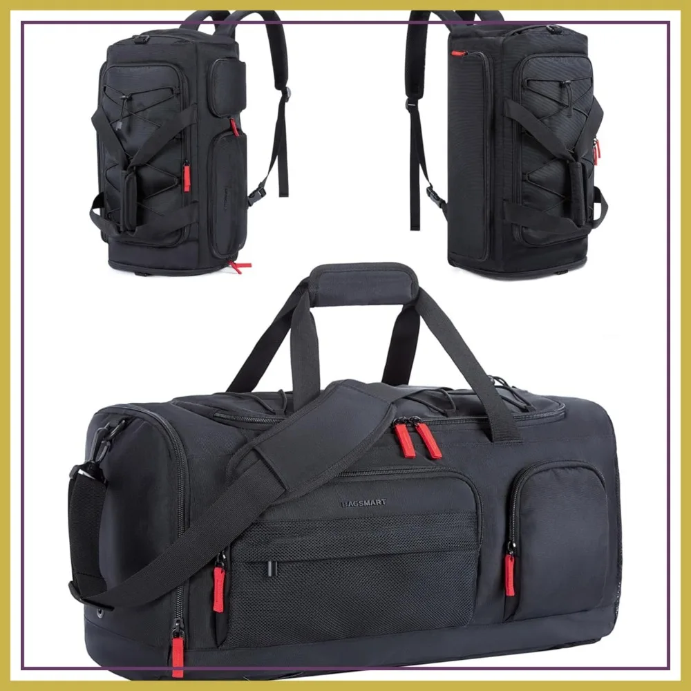 

35L/63L Sports Duffel Backpack with Shoe & Laptop Compartment, Water Resistant Carry On Weekender for Travel