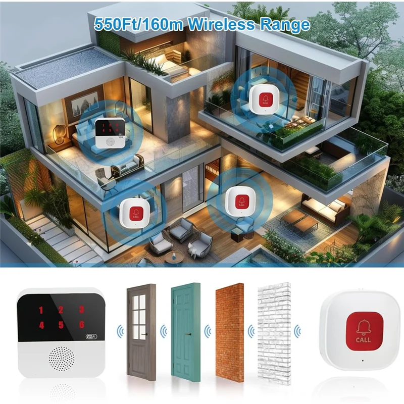 

ABZL Pager, App-Control Life Alert Systems For Seniors No Monthly Fee, Caregiver Pager, Safety Alert Systems