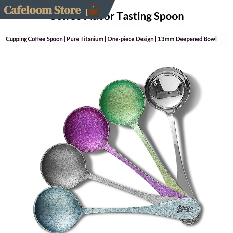 Bincoo Premium Pure Titanium Coffee Measuring Scoops Standard Barista Tasting Spoon For Coffee Evaluation & Cupping Test