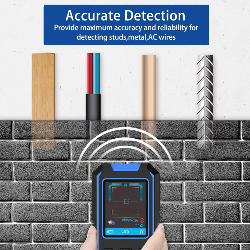 Noyafa NF-518 Metal Detector LCD Display Wall Scanner with Positioning Hole for AC Live Cable Wires Metal Wood Stud Find