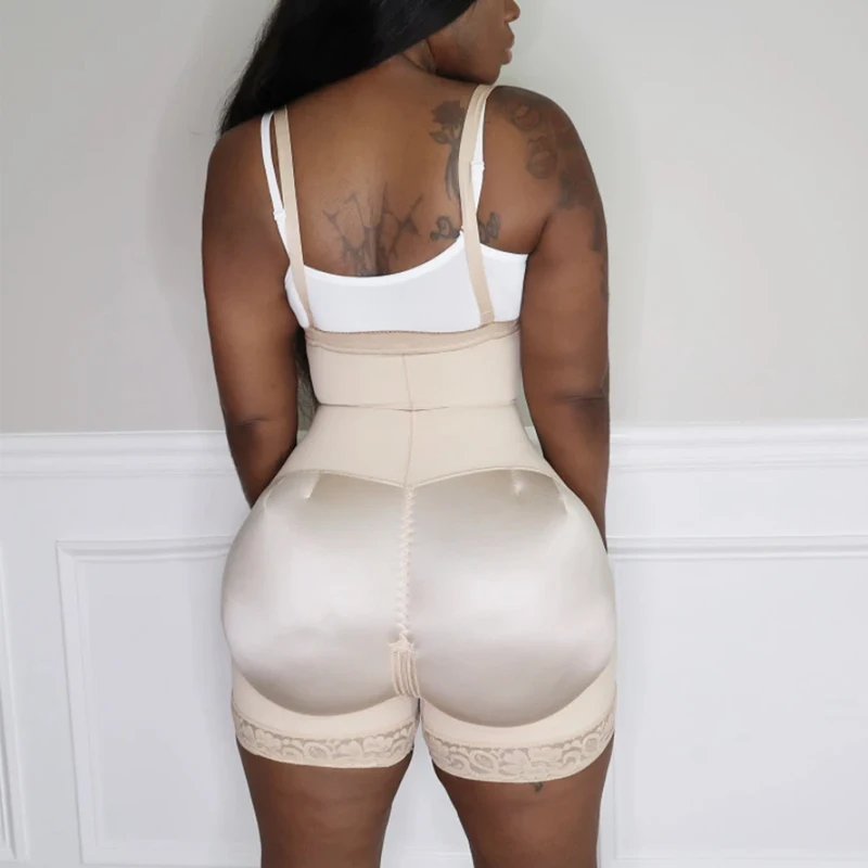 Zandloper Body Builder Fajas Side Rits Body Shaper Butt Lifting Enhancer Verstelbare Bodysuit