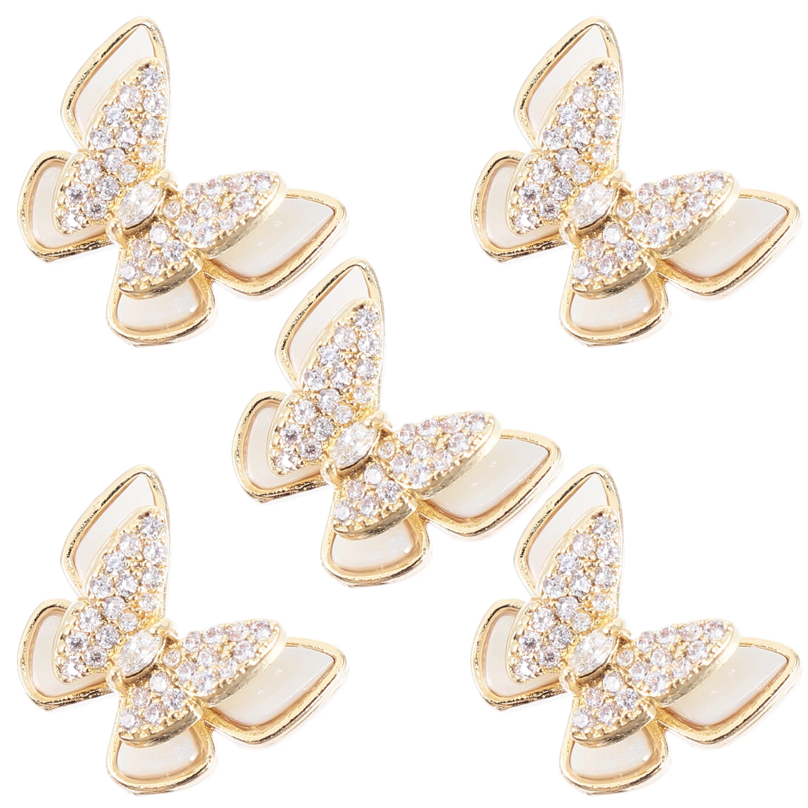 

5pcs Copper Inlaid Zircon Rhinestone Nail Manicure Decor Accessories Girls Party Stage Performance Elegant Nail