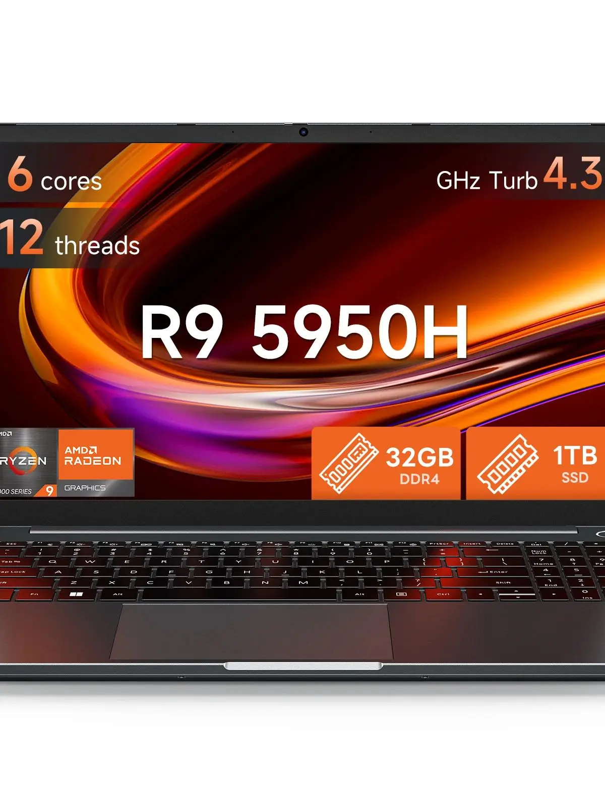 SUXI R9-5950H Laptop 15,6 Zoll 90 Hz Display 32 GB RAM 512 GB SSD 4,3 GHz Fingerabdruck entsperren Windows 11 Notebook-Computer