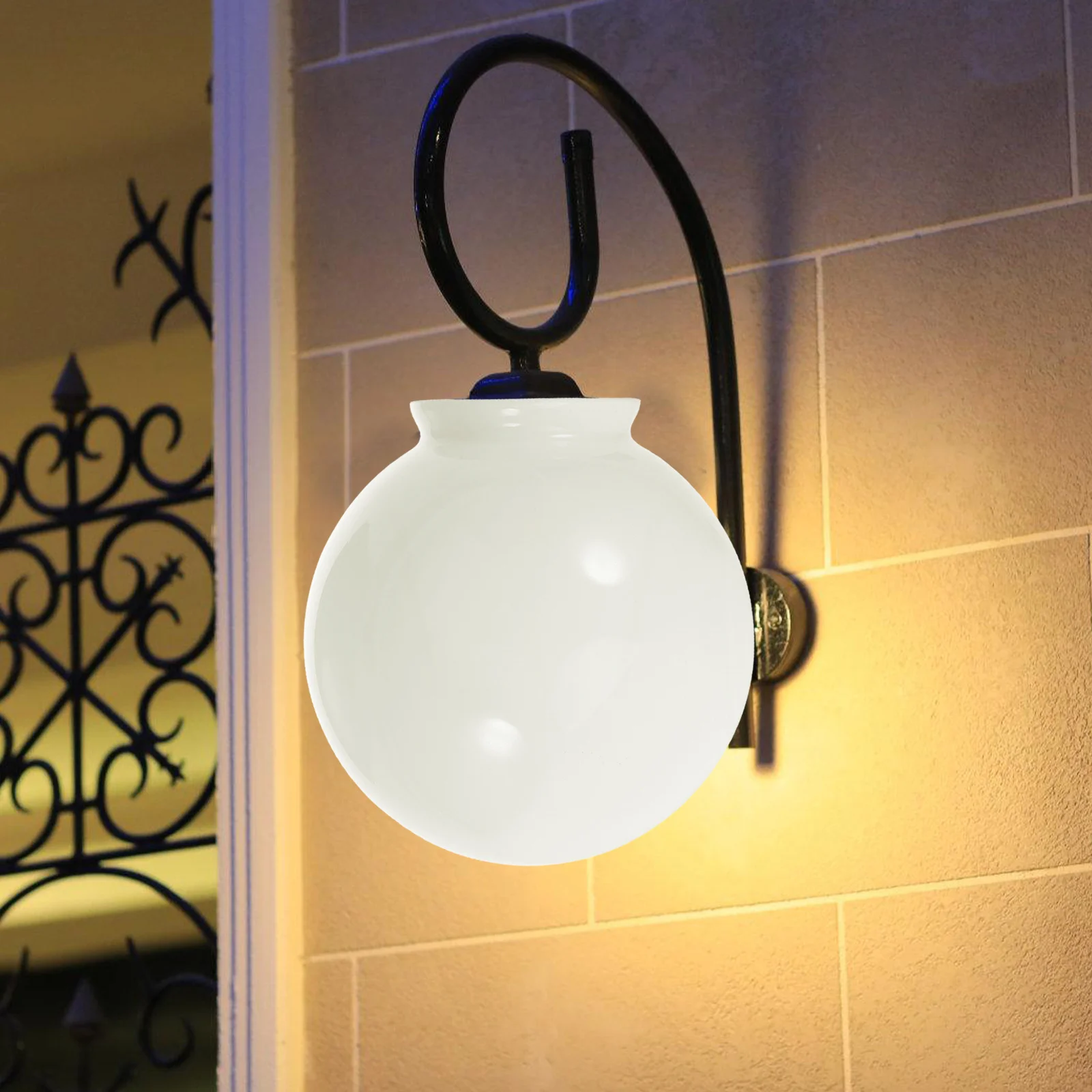 

Opal White Glass Round Lampshade Globe Ceiling Fan Light Cover Replacement Soft Diffuse Light for Bedroom Living Room Dining