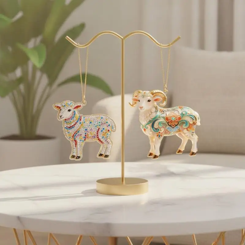 Auspicious Acrylic Chinese Zodiac Goat Hanging Ornament Portable for Spring Festival Travel Home Car Decoration Gift