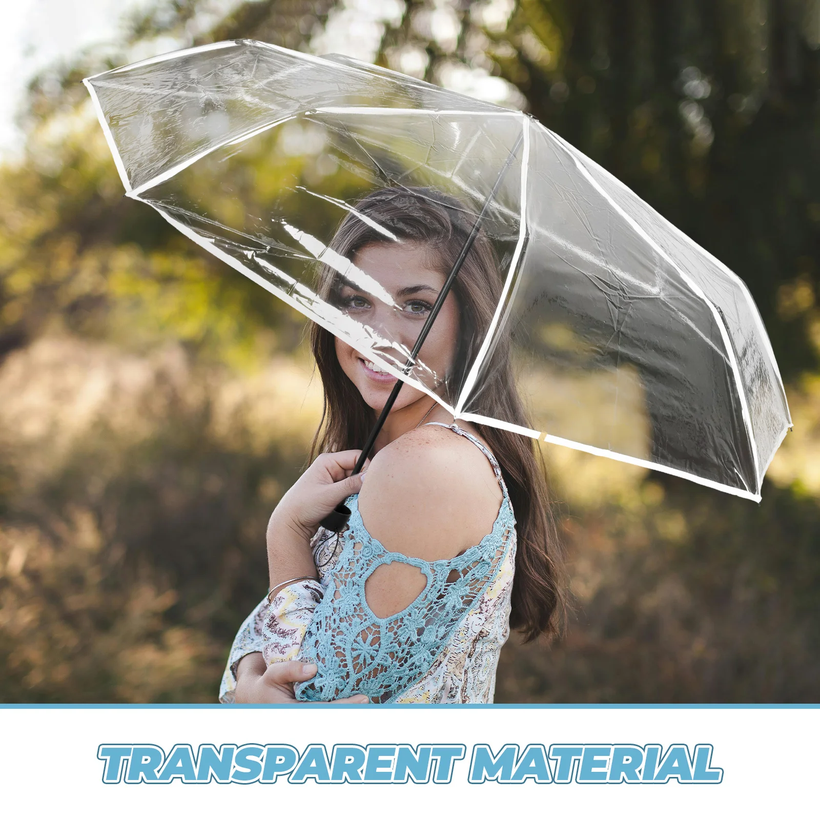 Fully Automatic Ten-bone Folding Transparent Umbrella Clear Pocket Windproof Strong Small Lightweight Travel