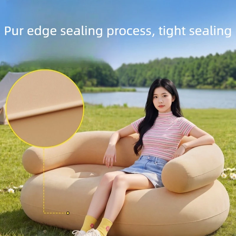 Automatic Inflatable Two-Person Sofa, Portable Outdoor Camping Air Mattress Recliner for Beach Garden