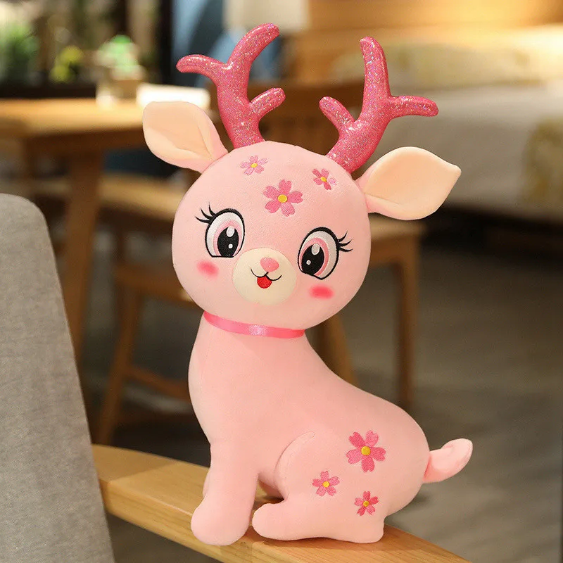 Boneca de pelúcia Kawaii para crianças, céu estrelado bonito, veado sika, fantoche animal do carro, Cervus Nippon, presente da menina