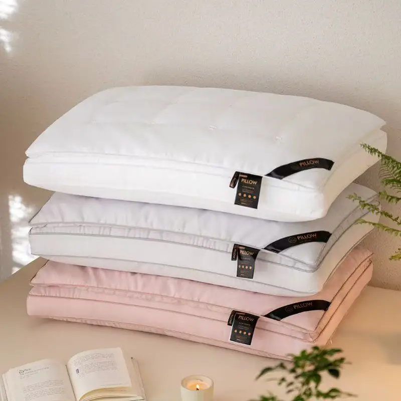 White Pillow Cotton High End Five-Star Hotel Bedding Health Double Layer Light Soft Adult Student Neck Pillows For Sleep 48x74cm