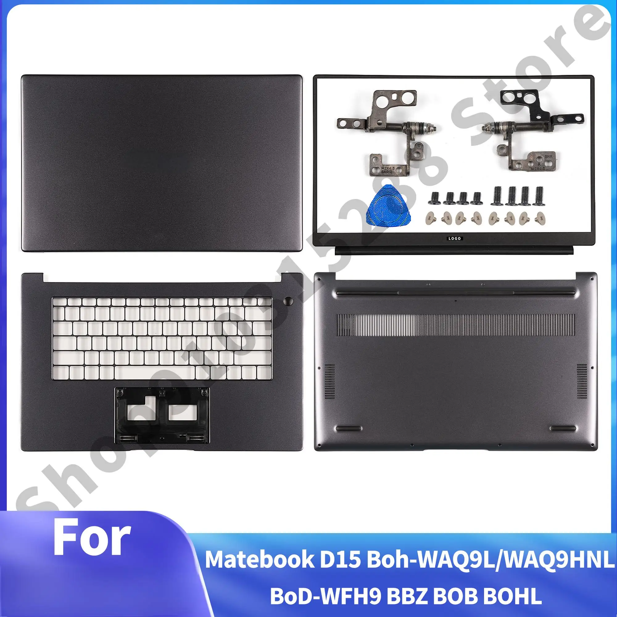 New For MateBook D15 BoB Boh-WAQ9L BohL-WFP9 BoB-WAH9 BoB-WAE9P Boh-WAQ9R BBZ-WBE9 LCD Back Cover Upper Bottom case Hinges Repai