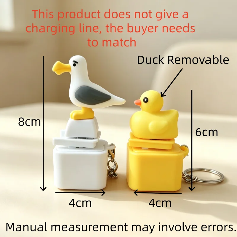 Mine Seagull Duck Keycap Keychain Fidget Toy LED Light Up Sound Stress Relief USB-C Rechargeable Bag Charm Party Gift for Adults - view 6