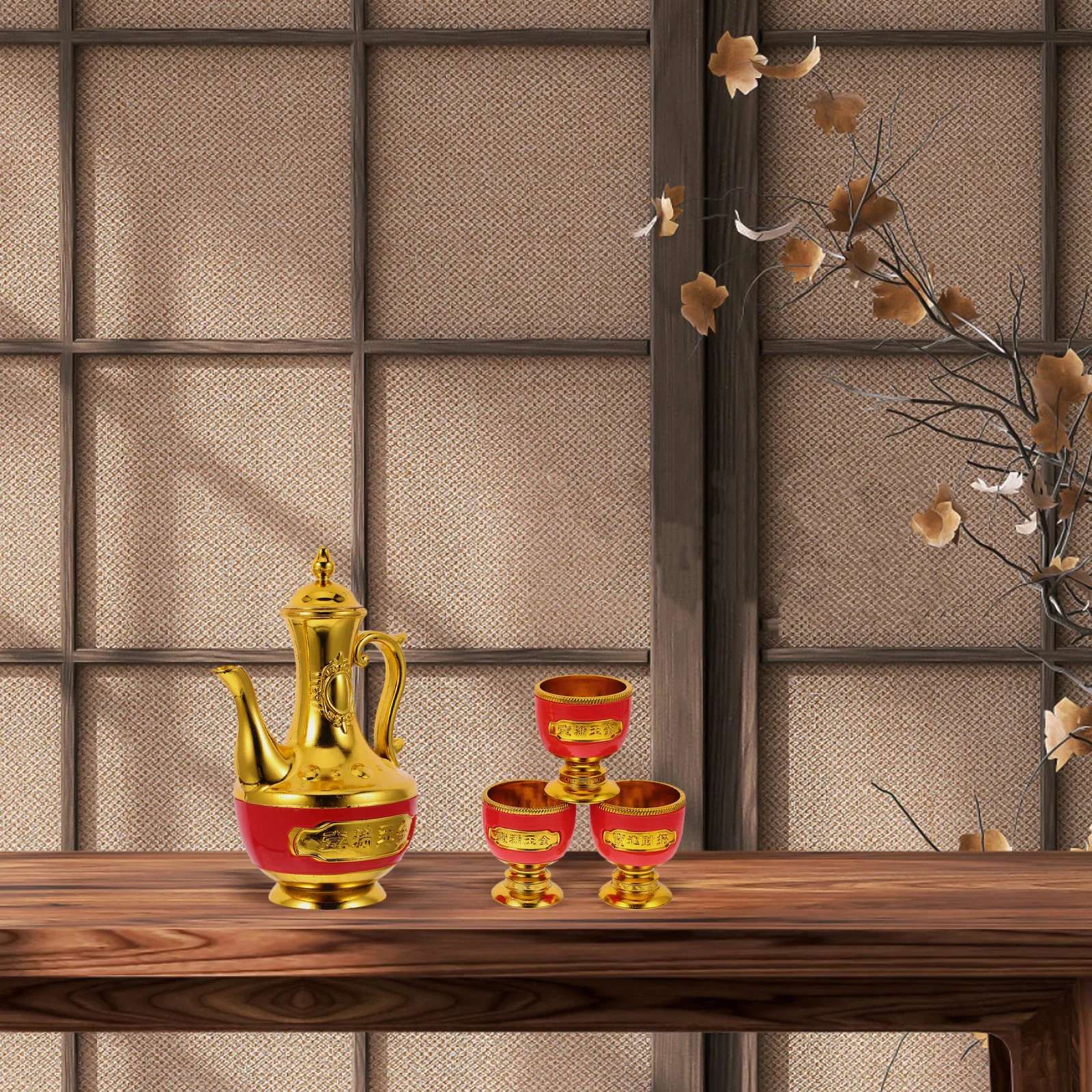 

Complete Gold Chalice Goblet Set for Buddha Offerings Meditation Ceremonies Includes Mini Kettle Bowls Worship