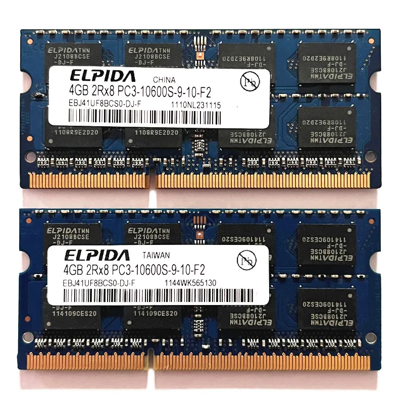 Elpida DDR3 4GB 1333MHz RAM 2Rx8 PC3-10600S SODIMM 204pin Laptop Memory