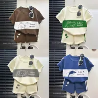 2Pcs Cartoon Bear Children Short Sleeve Shorts Sets Summer Kids Clothes Boy Girl Baby Thin Cotton Tee Tracksuits Fashion Outfits