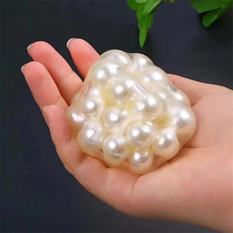 Pearl Squeezing Toy Wrapped In Transparent Soft Glue Colored Cat Scratch Toy Children's Adult Decompression Ball Fashionable Toy