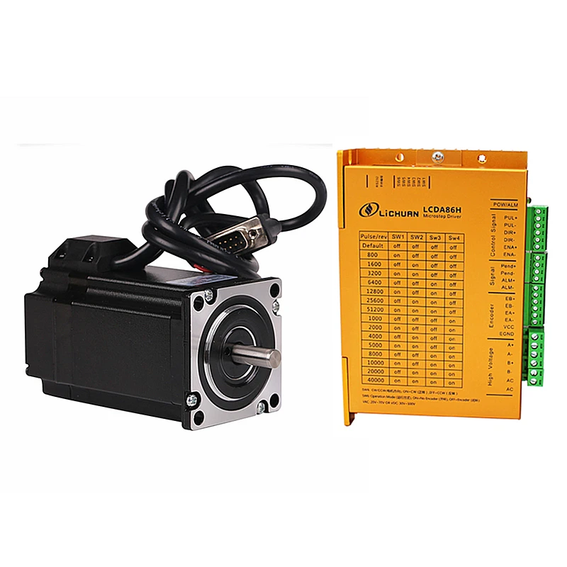 Closed-Loop NEMA34 Stepping Motor Drive Kit LCDA86H+86mm Motor 2 Phase 6A 3~12Nm for CNC Router Engraving Wire-stripping Machine