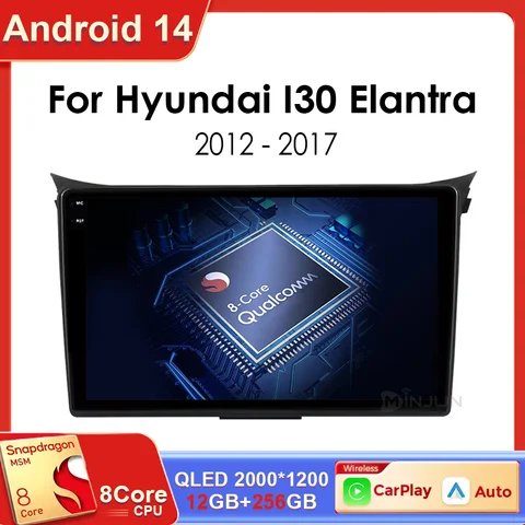 안드로이드 14 Carplay 자동 WIFI + 4G 현대 I30 Elantra GT 2011 - 2015 2016 Qualcomm 자동차 라디오 멀티미디어 플레이어 스테레오 GPS DSP