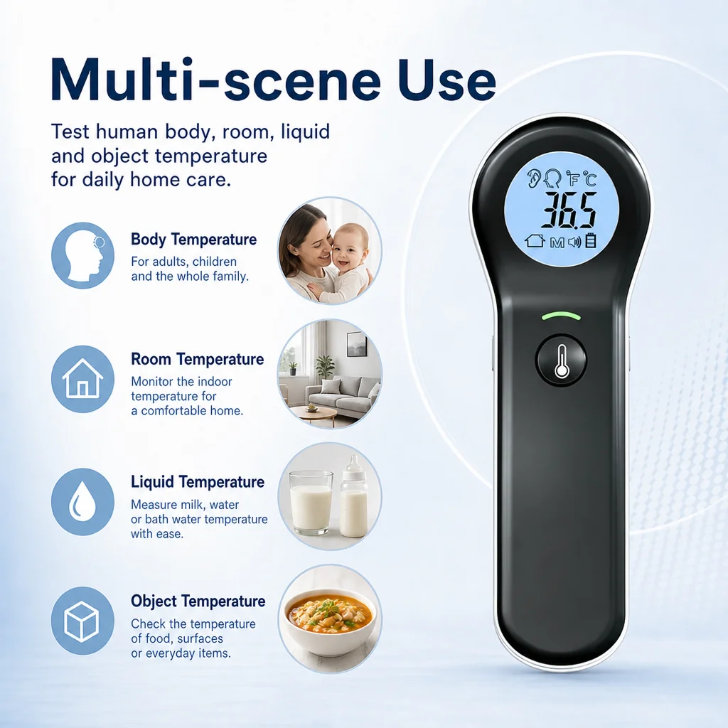 AiQUE 2In1 Infrared Ear Thermometer Digital Screen Medical Body Measurement Kids Adult Fever IR Children Non-Contact Termometro