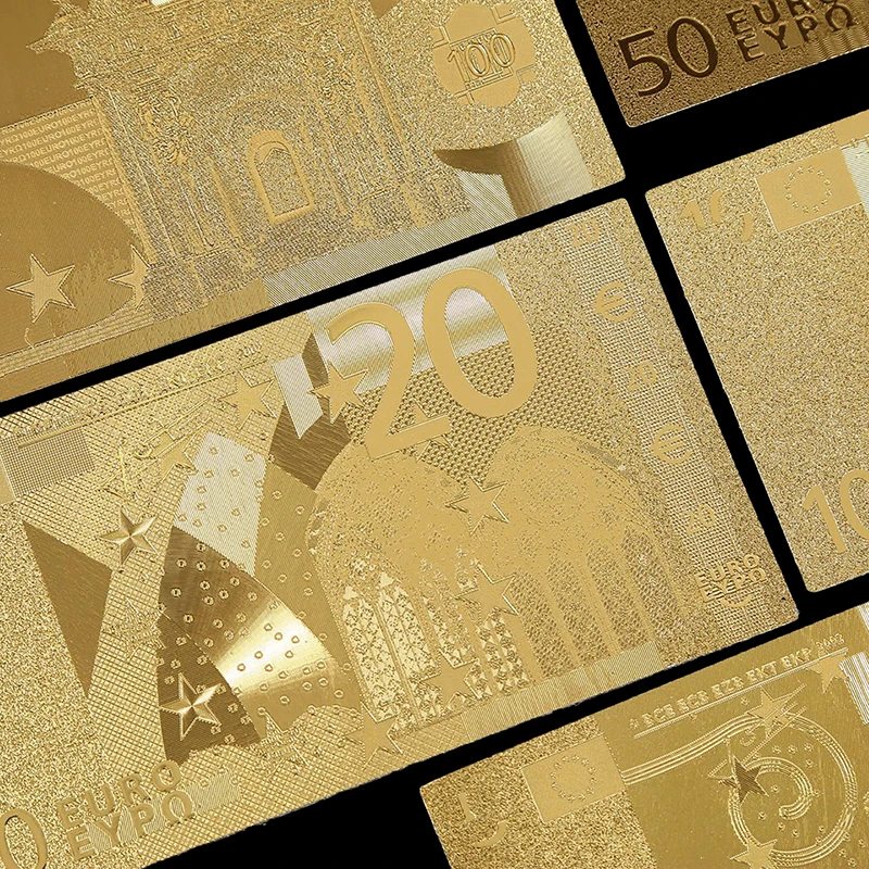 24k Gold Foil Banknotes Full 7PCS Euro Set Banknote Collection Decoration Souvenir Gift Waterproof Creative Euro