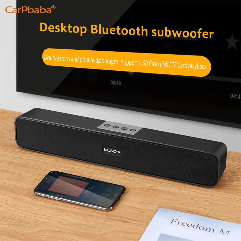 Carpbaba E91 Long Strip Desktop Speaker Audio Sound Card Radio Multimedia Speakers Sound Bar For Bluetooth Computer Speakers