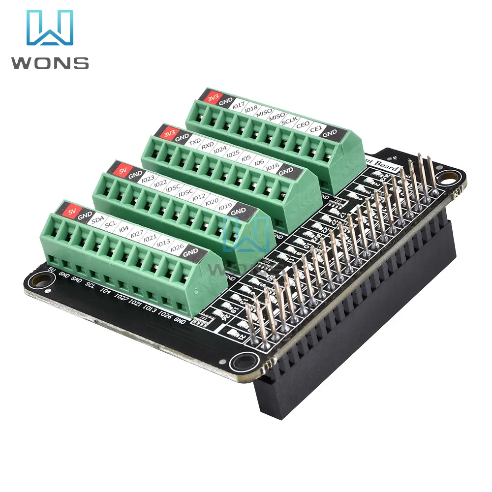 

RPi GPIO Status Terminal Expansion Board LED Terminal Block Burst Caps for Raspberry Pi A+ 3A+ B+ 2B 3B 3B+ 4B Terminal Blocks