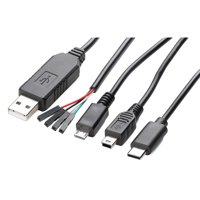 CH340 PL2303 CP2102 FT232 TYPE-C Micro Mini Download Line Cable USB To TTL RS232 Serial Brush Wire Adapter Converter with Shell
