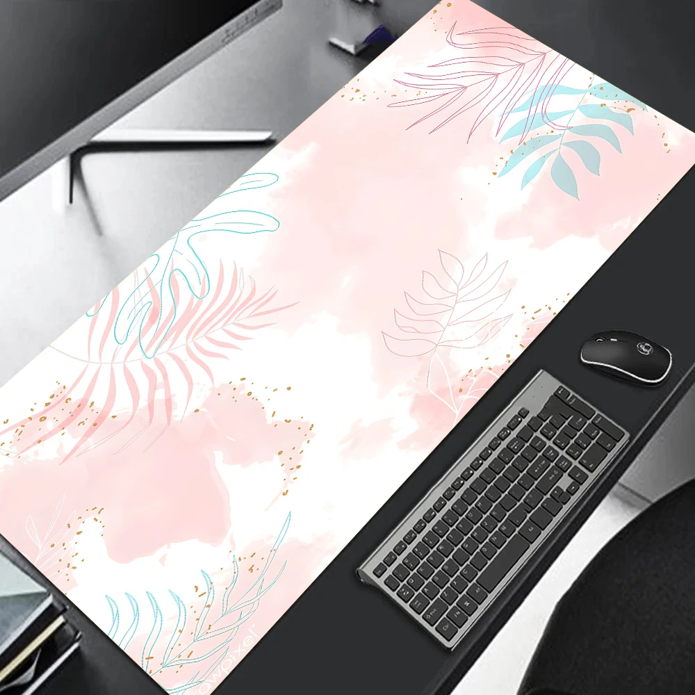 

Fresh Leaf Mouse Pad Office Pink Mouse Mats Gaming Accessories Color Rug Gamer 900x400 Table Cushion Computer Desks Laptop Desk