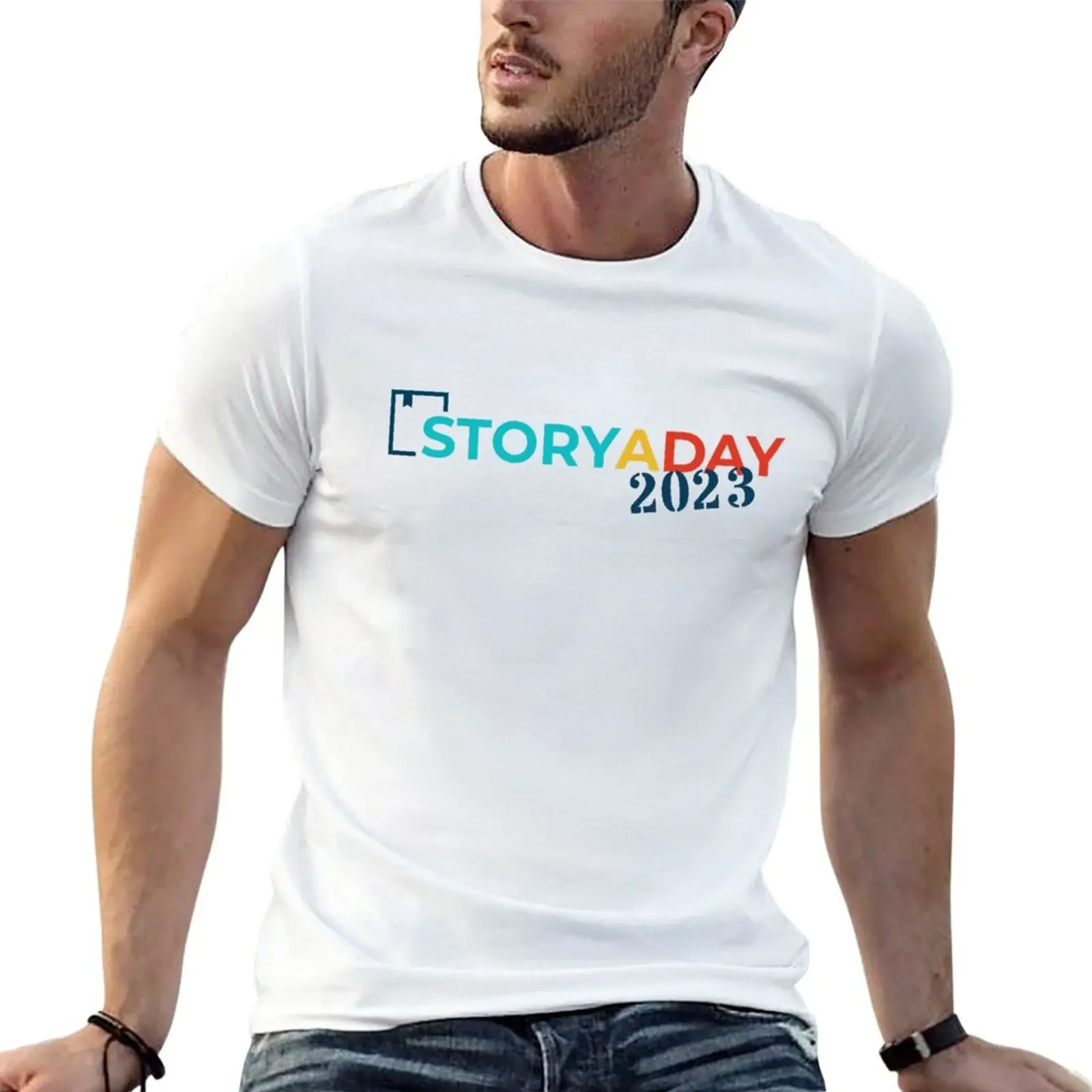 New StoryADay 2023 Participant Swag T-Shirt korean fashion custom t shirts boys white t shirts mens vintage t shirts