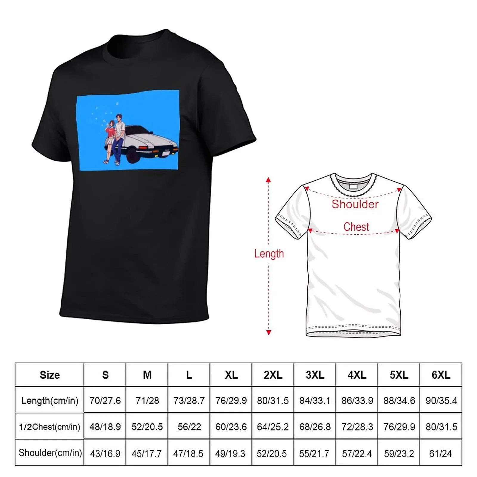 Initial D - Takumi and Natsuki with AE86 T-Shirt funnys summer clothes workout shirts for men