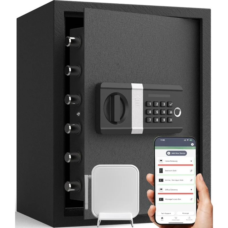 Smart Home Safe | WiFi Safe Box App Lock/Alarm | Voice Command, Kidnap Alarm, Tamper Detect, Frozen Mode, Sub Account