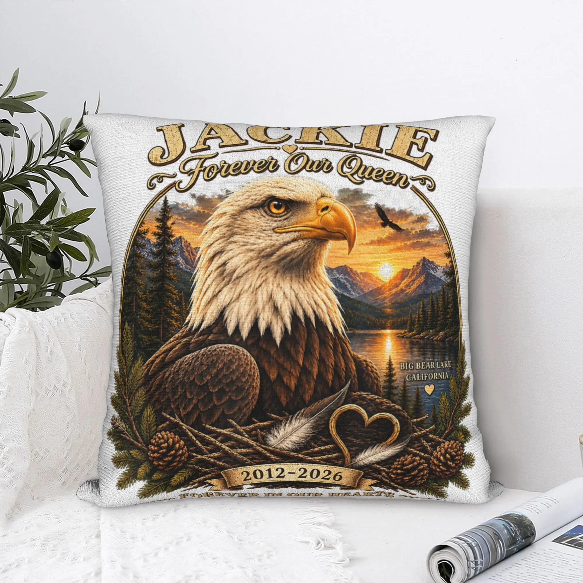 Printed Jackie The Big-Bear Eagle Pillowcase Polyester Cushion Cover Supports California Wildlife Throw Pillow Case Cover Zipper