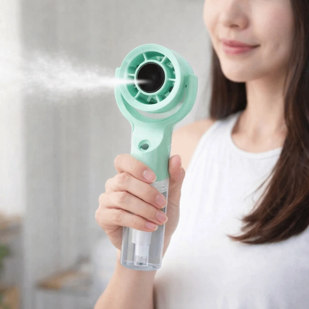 3 Speed Handheld Spray Fan USB Charging Powerful Water Spray Mist Fan Low Noise Hand Held Fast Cooling Fan Summer Supplies