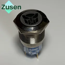Zusen 19mm Illuminated Transformers Symbol Momentary Push Button Switch Waterproof IP65 12V 24V 110V 220V