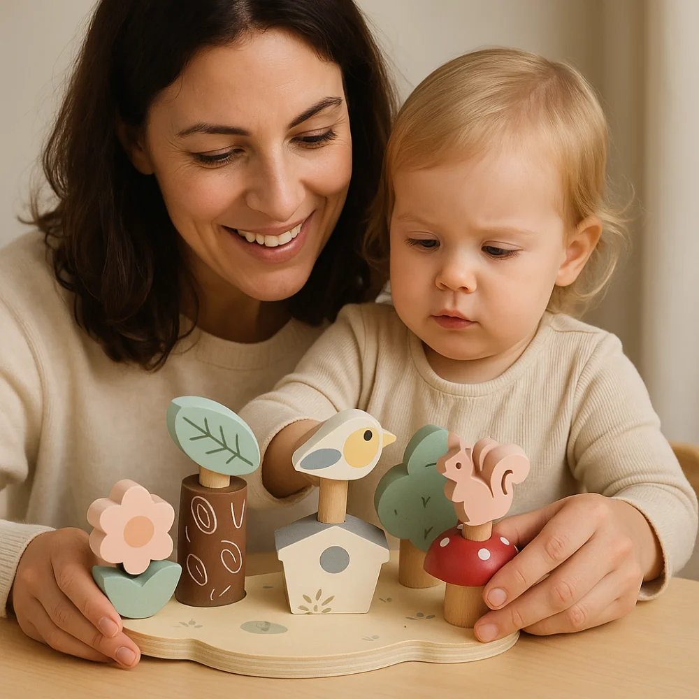 Wooden Forest Animal Jumping Toys Puzzle Animal Jigsaw Toddlers Stacking Blocks Toy Matching Toys DIY Montessori Educational Toy