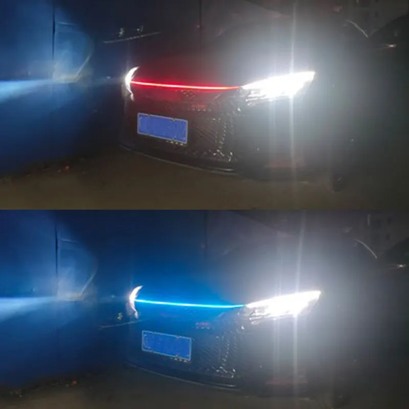 150CM 180CM Scan Starting LED Car Hood Light Daytime Running Light Universal Flexible Dynamic Car DRL 12V Ambient Light White view 6