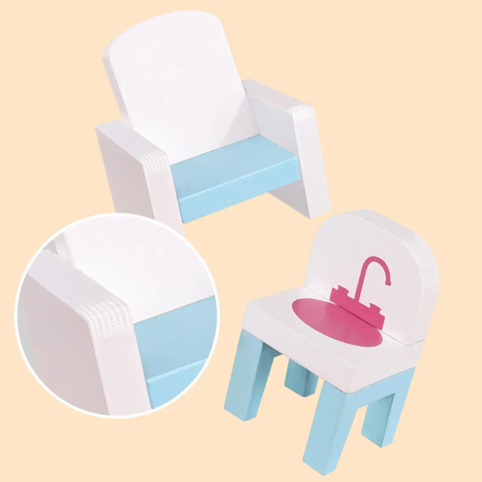 Dollhouse Furniture Set Miniature Bathroom Furniture Mini Dollhouse Chair Miniature Bed for Living Room