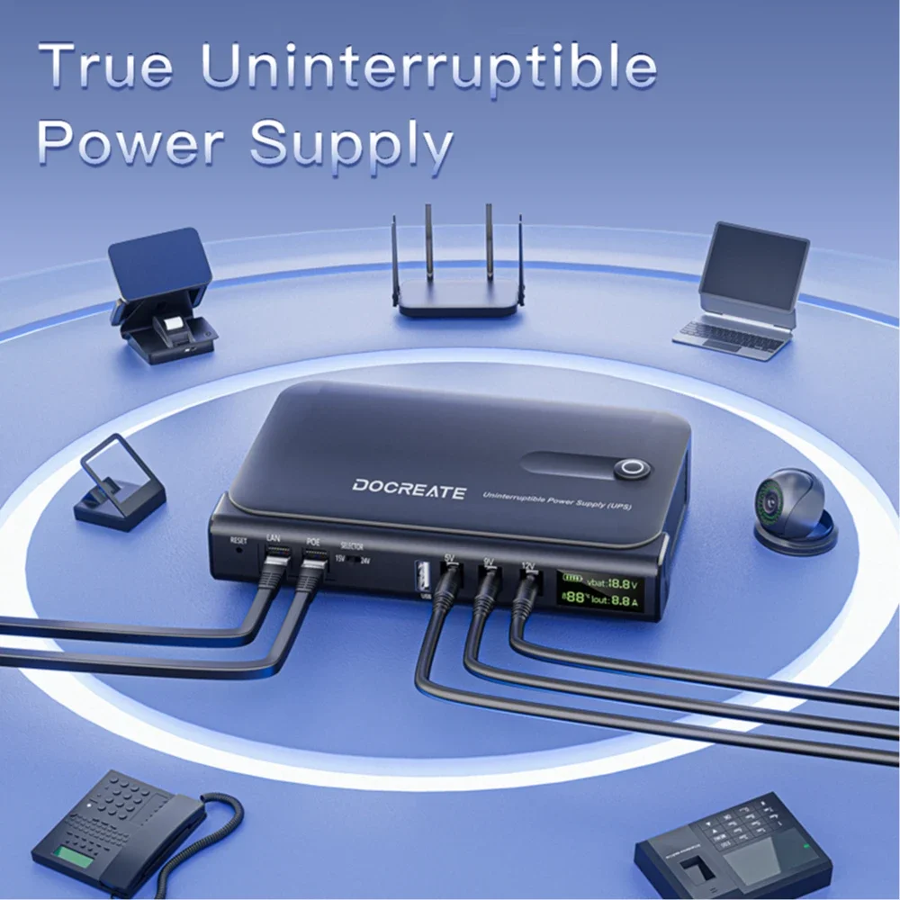 36W No Battery UPS DC1036L Uninterruptible DC Power Supply for Router 5V 9V 12V 24V Optical Cat Monitor Backup Charger CellPhone