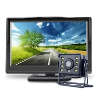 QXNY cámara de visión trasera Universal para coche con Monitor de 5 pulgadas para camión CCD pantalla HD LED visión nocturna impermeable 12V/24V
