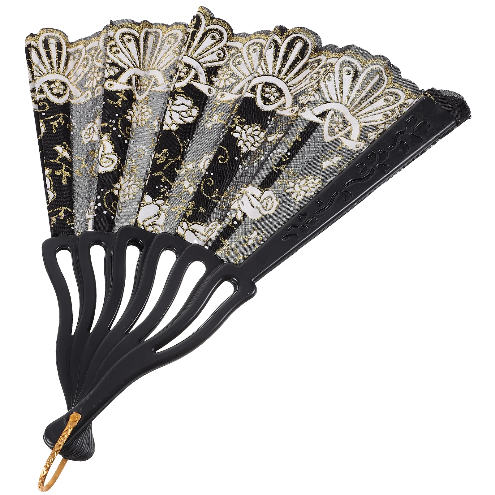 Вентилятор с маленьким цветком и розой, ручные веера для взрослых, складной декор, кружево, свадьба, черный винтажный мисс