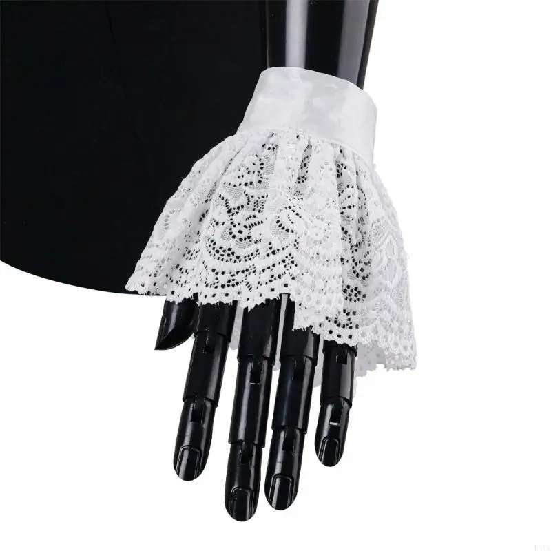 L5YA Elizabethan Styles Neck Wrap Halloween Costume Colonial Ruffled Neck Ruff for Enhancing Historical and Colonial Costumes