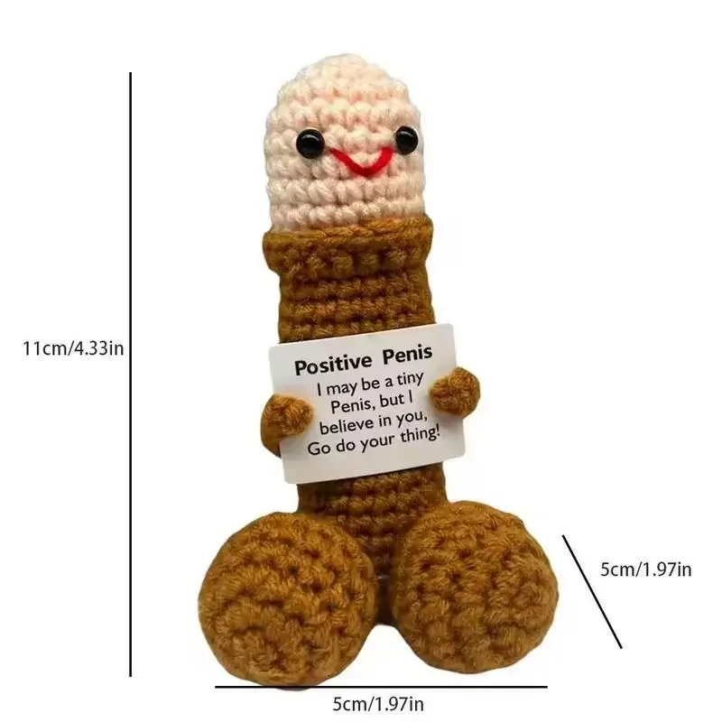 Cute Crochet Doll, 1 Count Creative Knitted Decor with Positive Message Card, Valentine's Day New Year Birthday Gift