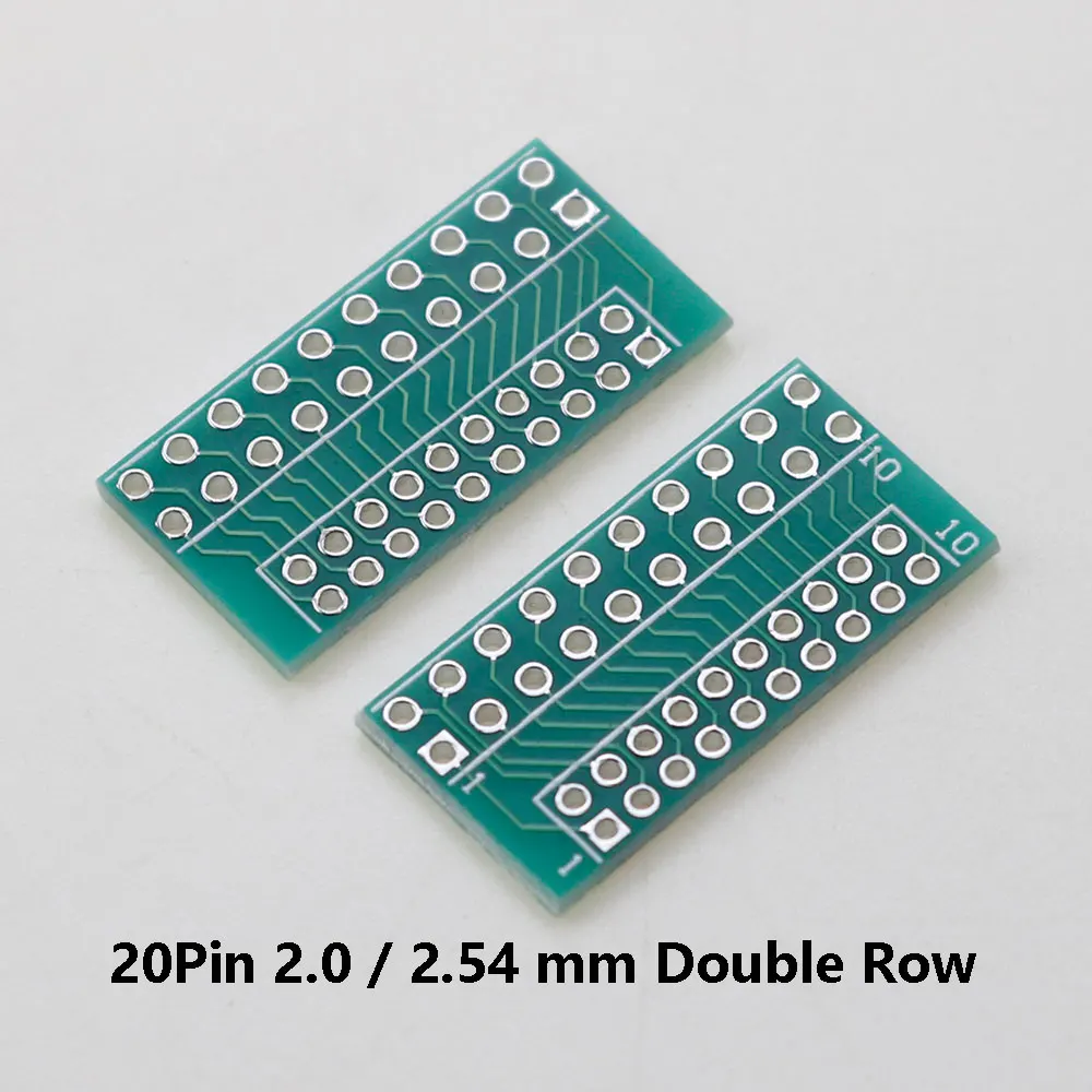 5Pcs 2.0mm To 2.54mm Pitch Transfer Plate Converter Double Row 20Pin PCB PCI Adapter Board