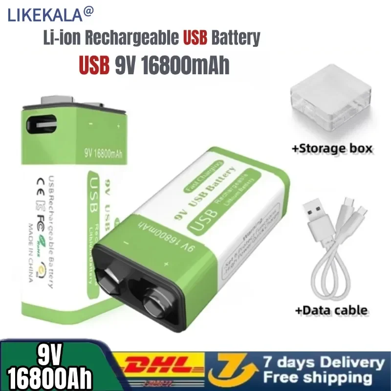 LIKEKALA 9V batterie 16800mAh Li-ion batterie Rechargeable type-c batterie 9v pour multimètre Microphone jouet télécommande utilisation KTV